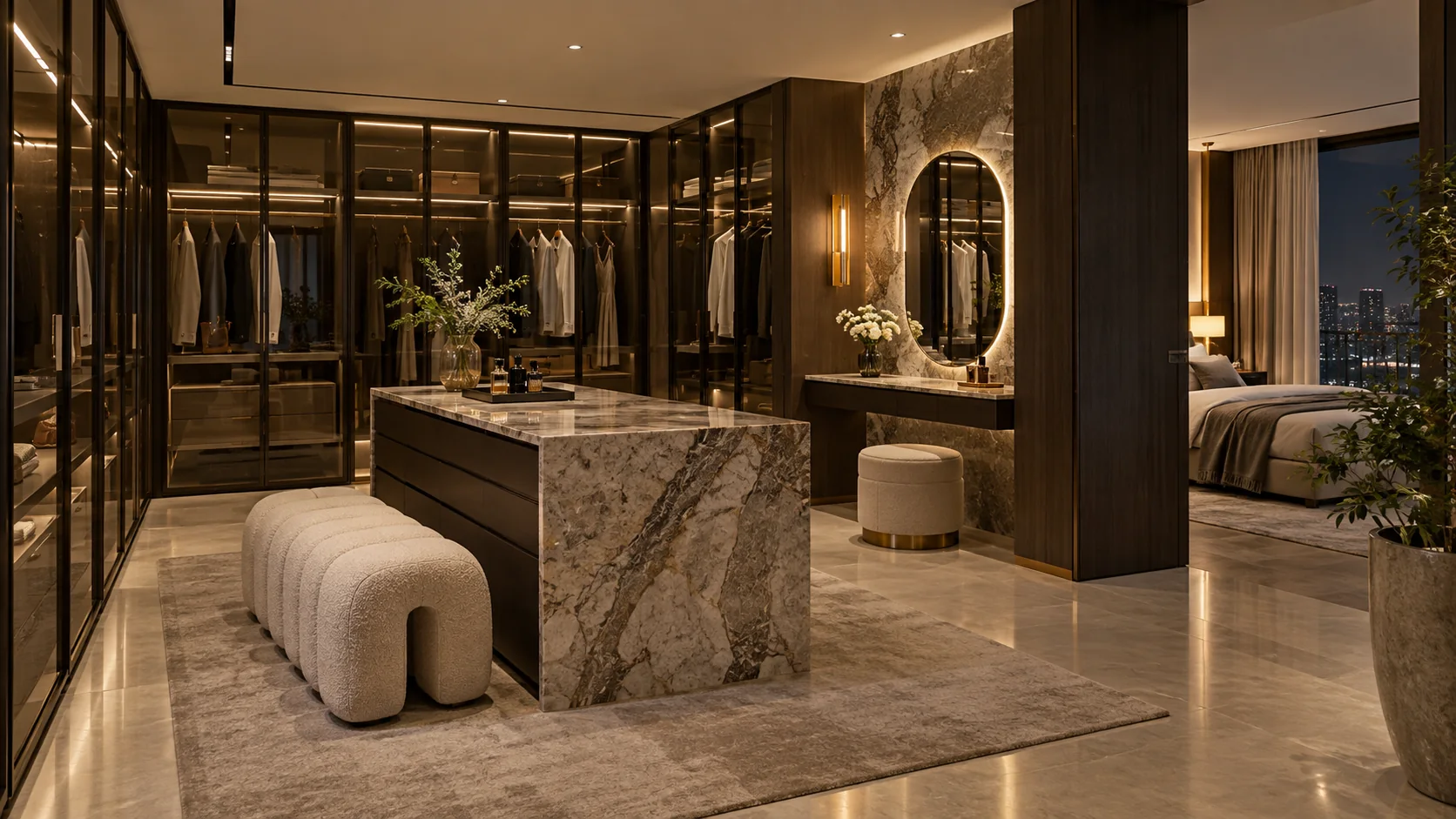 Modern luxe wardrobe and storage design